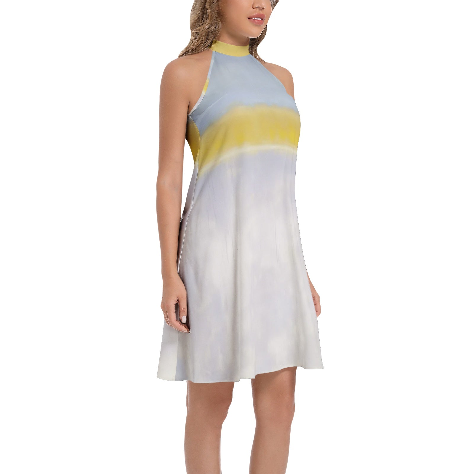 Rothko 16 Tie Back Halter Neck Flared Dress