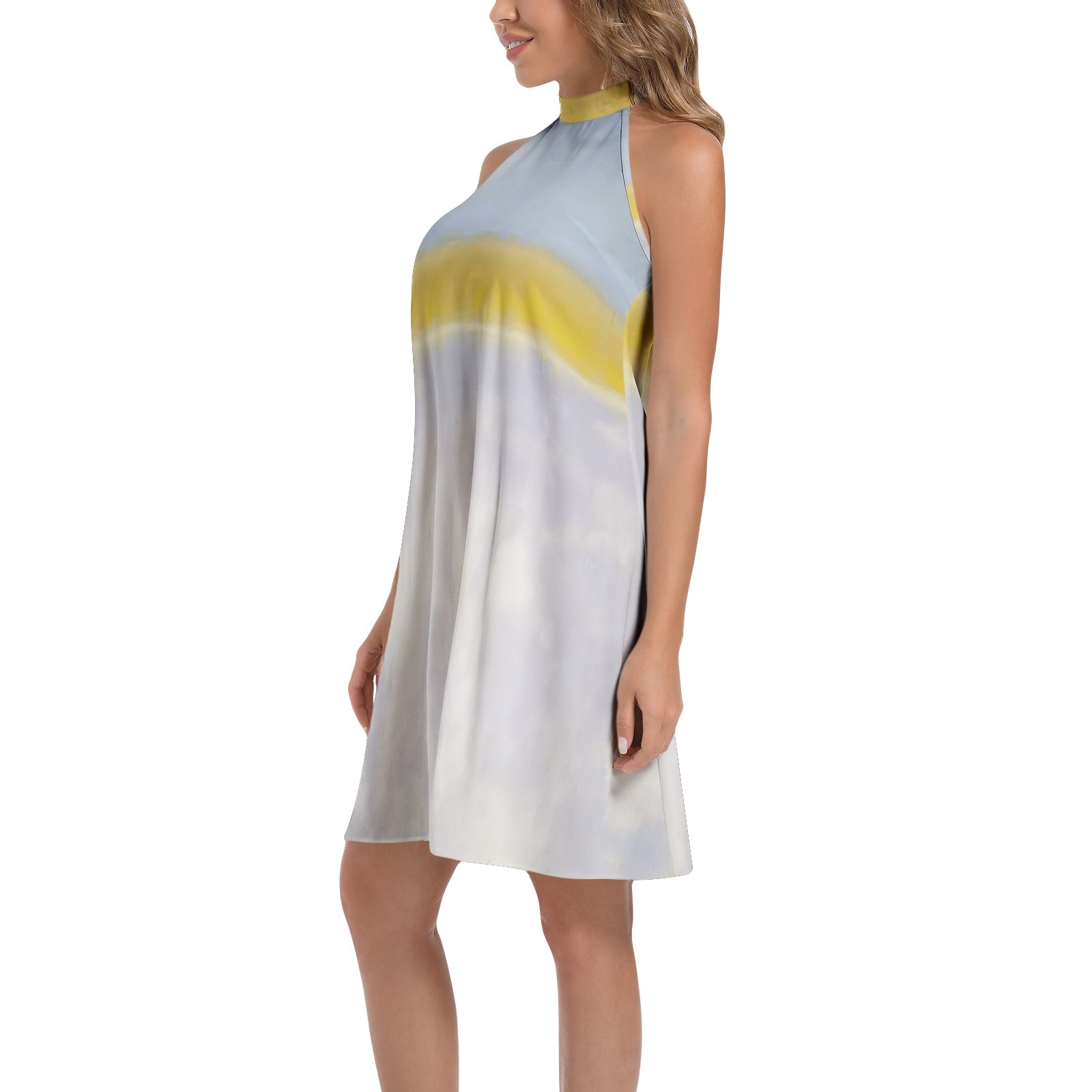 Rothko 16 Tie Back Halter Neck Flared Dress