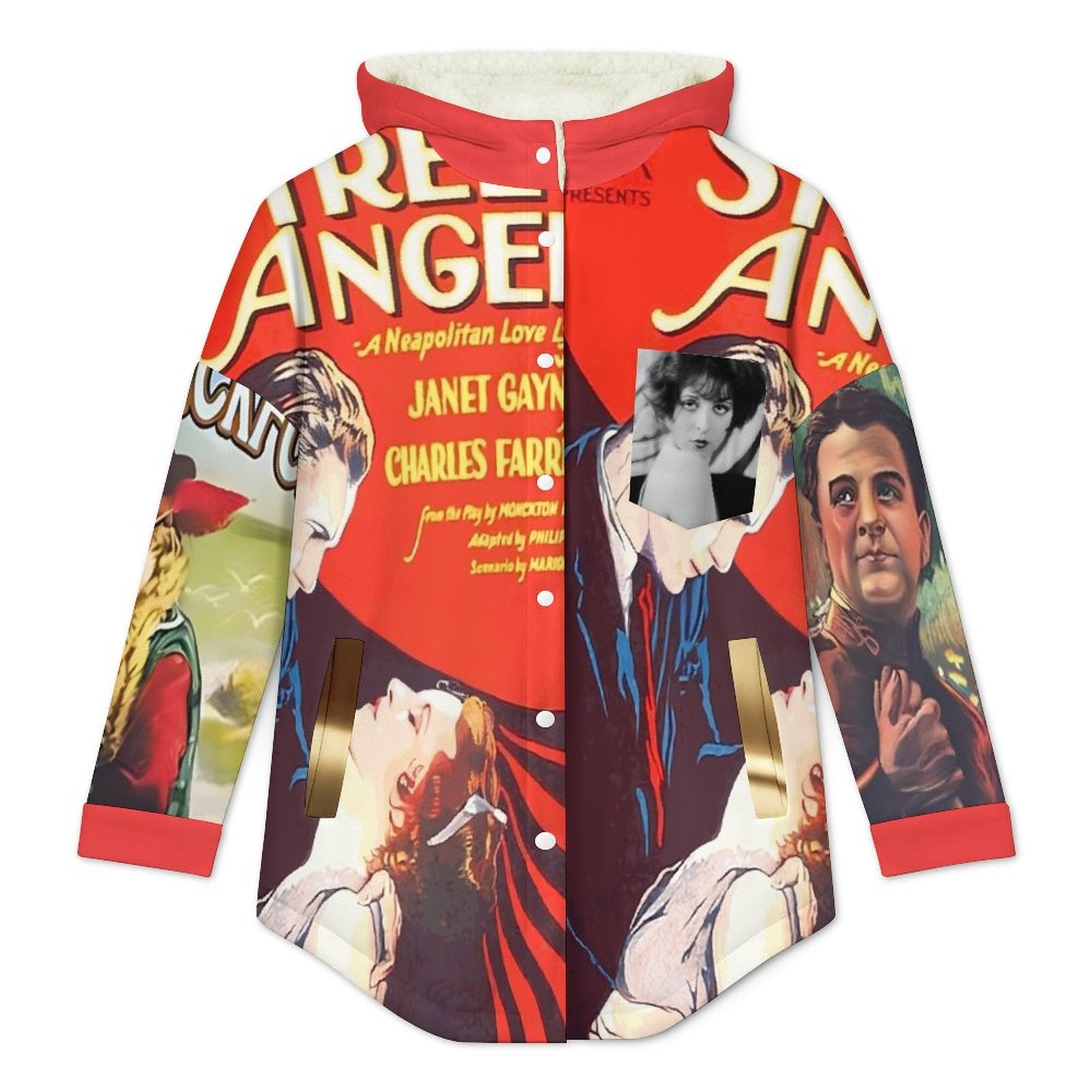 Double-Layer Hooded Top(All-Over Printing) Retro silent movie print