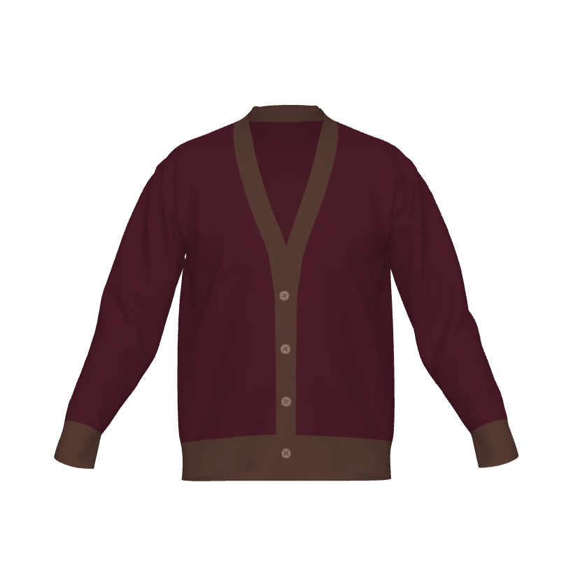Burgundy and Brown Unisex Cardigan