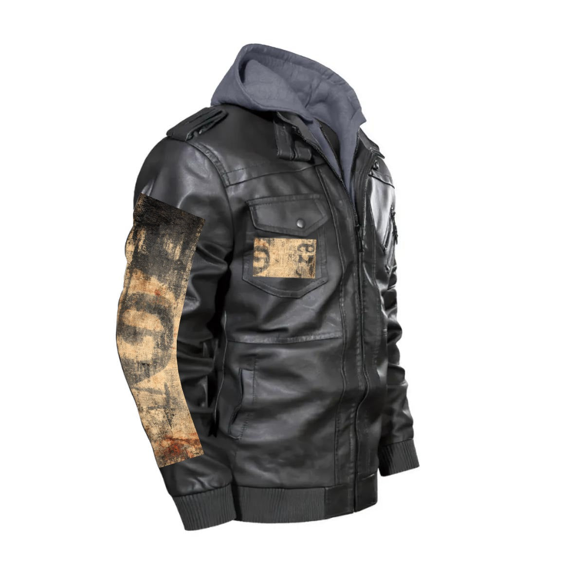 Men's Zip Leather Jacket |DTF