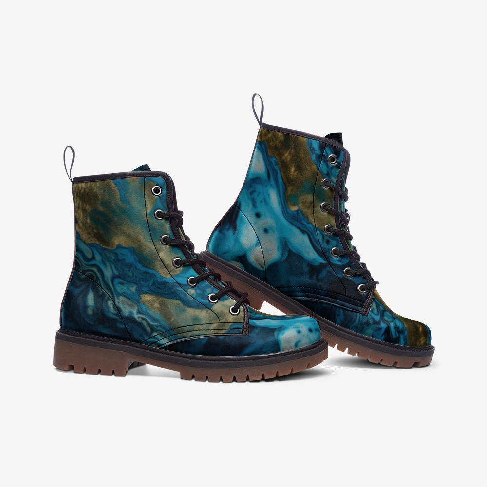Comfy Wide Fit Lace-Up Faux Leather Casual Boots