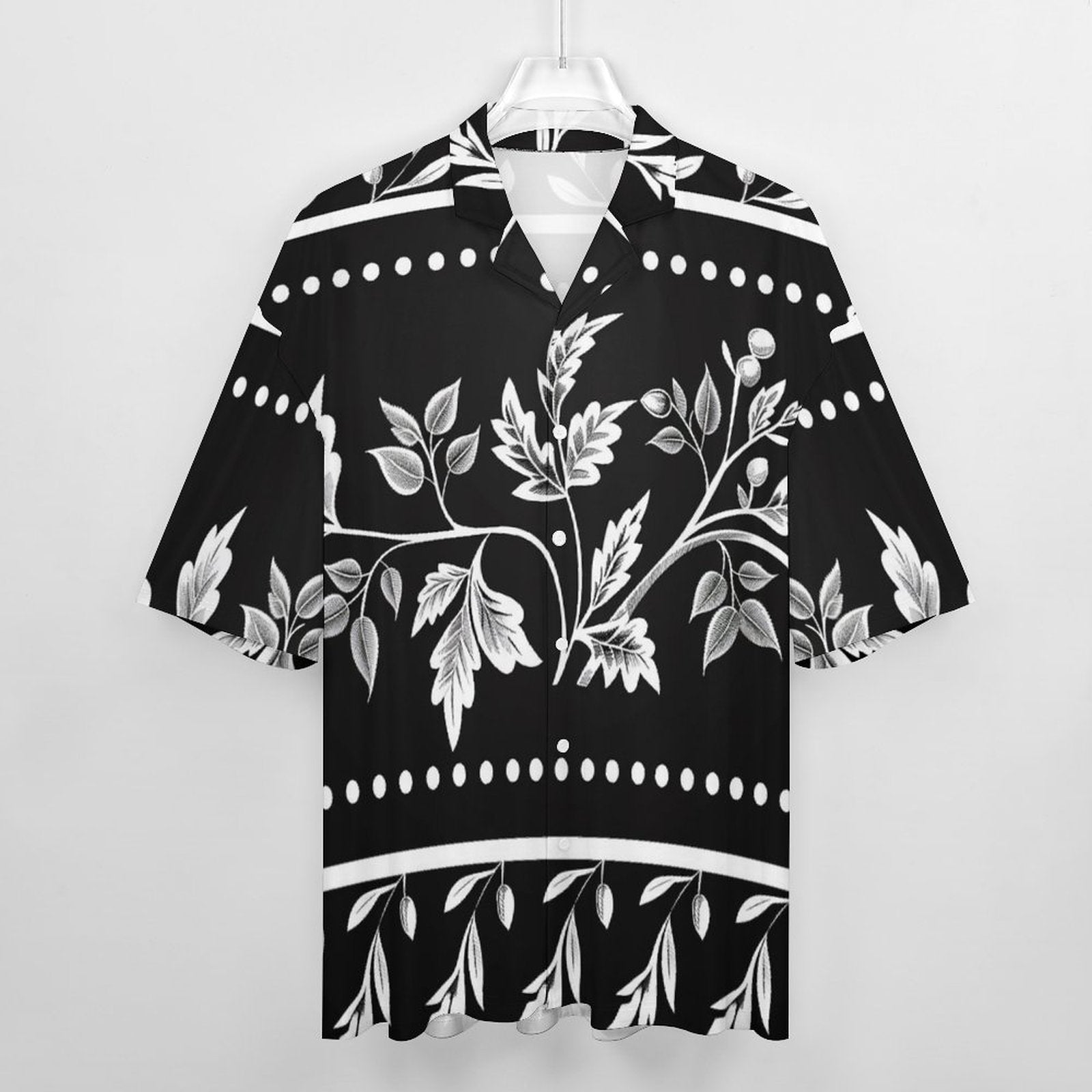DTG 190gsm Cotton Men's Cuban Collar Short-Sleeve Shirt(All-Over Printing)