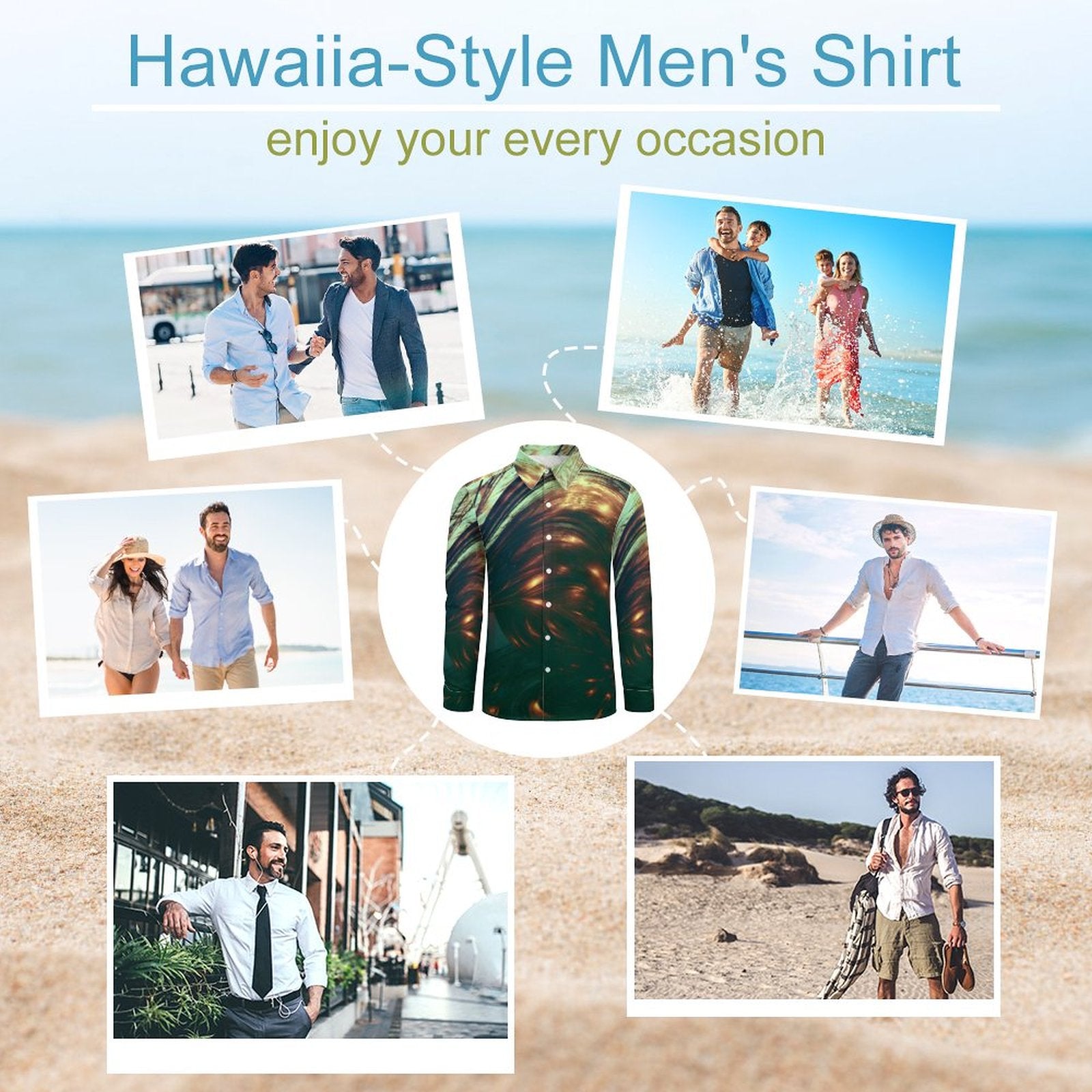 Men's Long Sleeve Shirt with Pocket(All-Over Printing)Disco Green