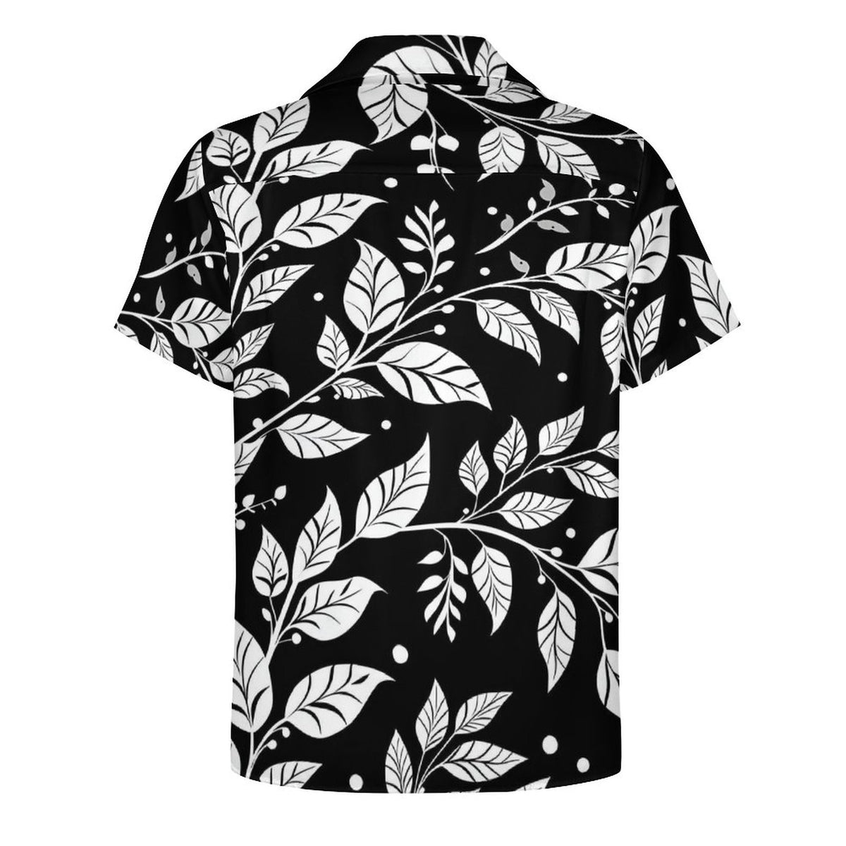 Short Sleeve Cuban Collar Shirt(All-Over Printing) black and white Greek plant pattern