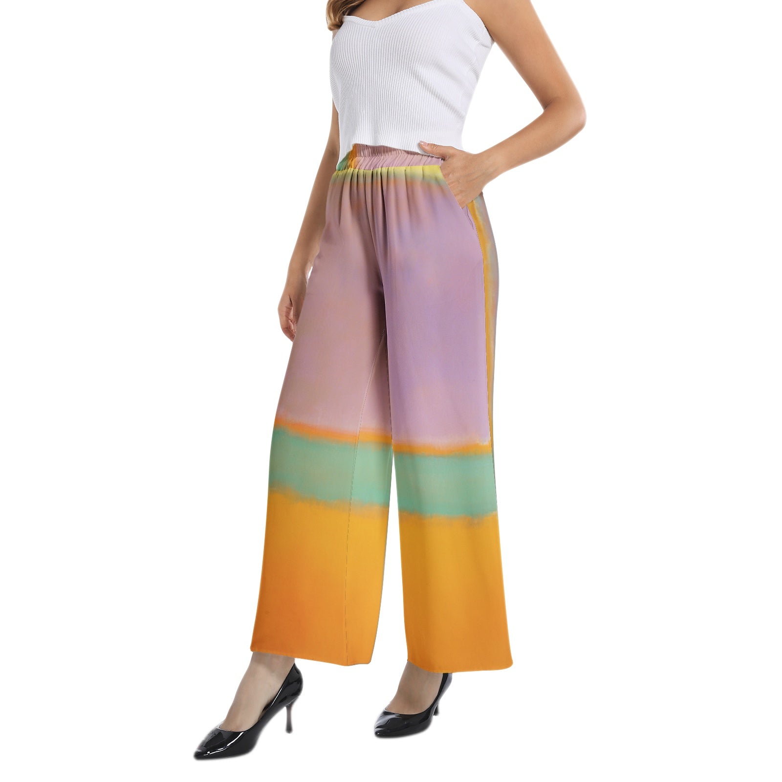 Elastic Waist Wide Leg Pant