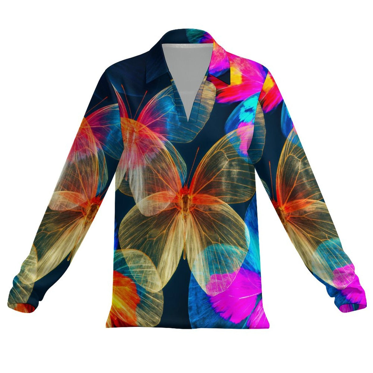 Navy Butterfly V-Neck