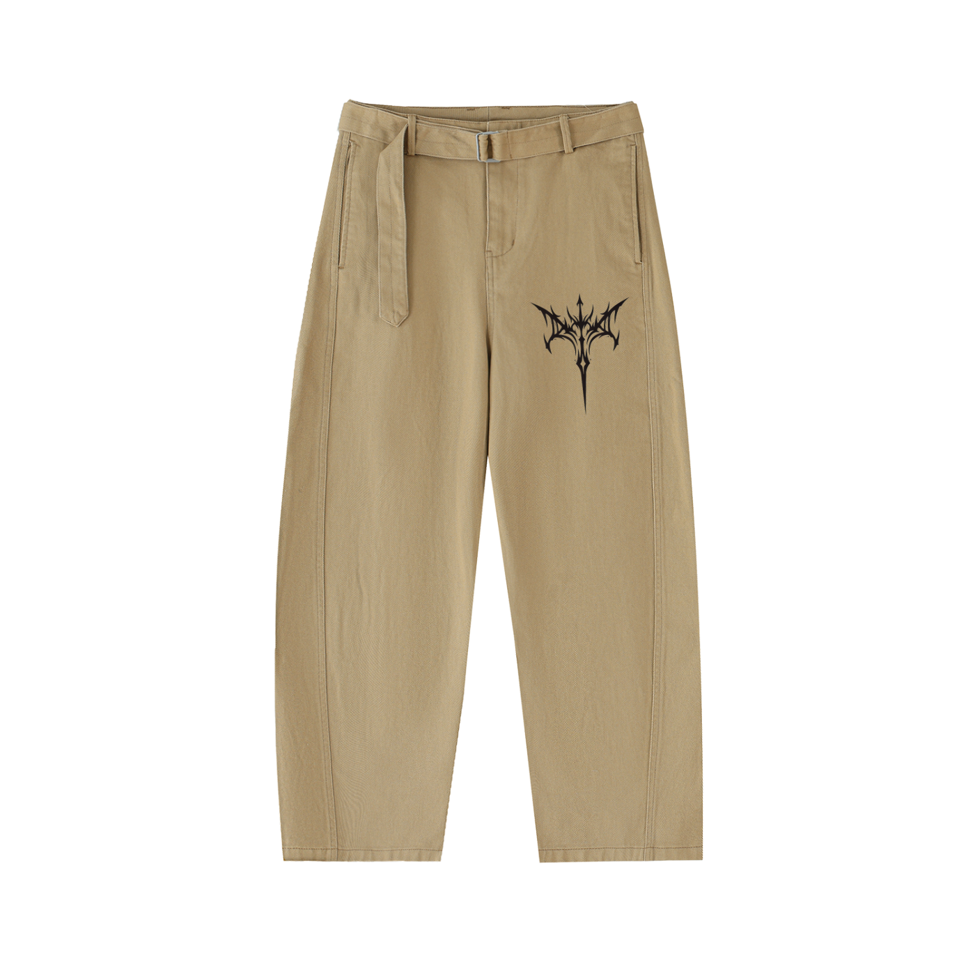 Belted Barrel-leg Chino Pants