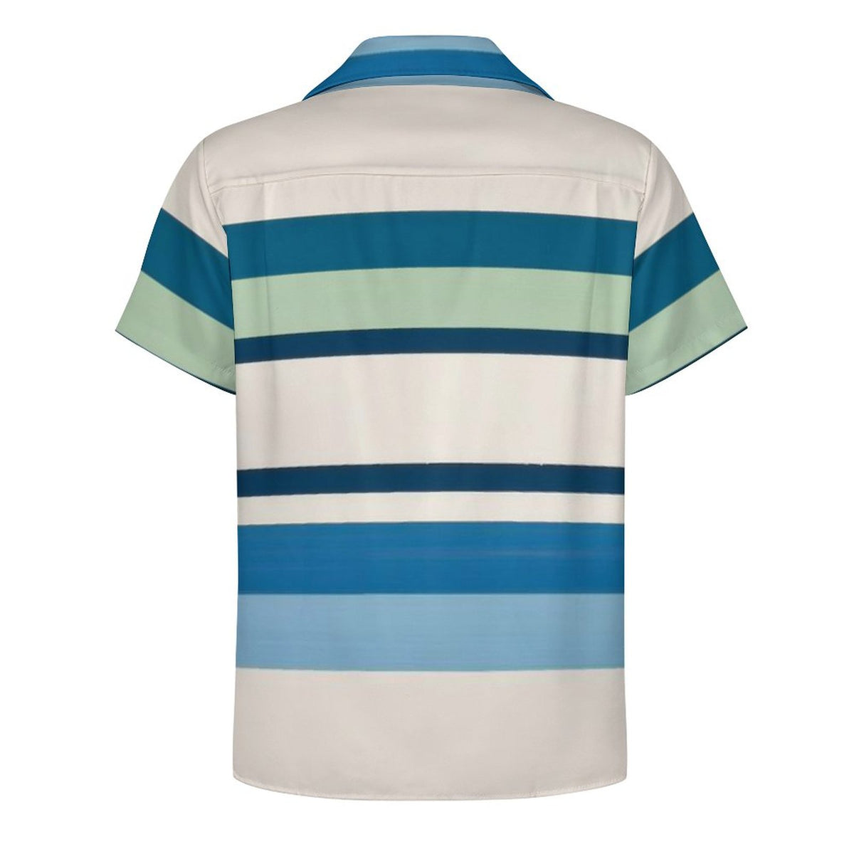 Men's Short Sleeve Hawaiian Print Shirt with Cuban Collar(All-Over Printing)lines blue green