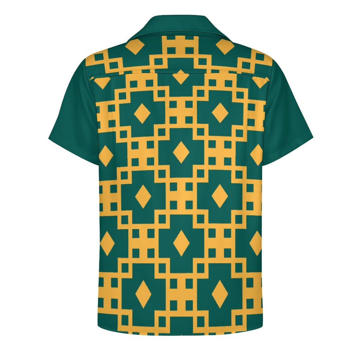 Short Sleeve Cuban Collar Shirt(All-Over Printing) green and yellow grid