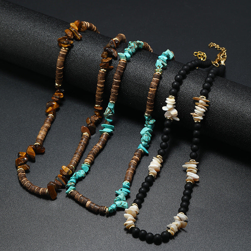 Bohemian Turquoise Coconut Shell Punk Necklace