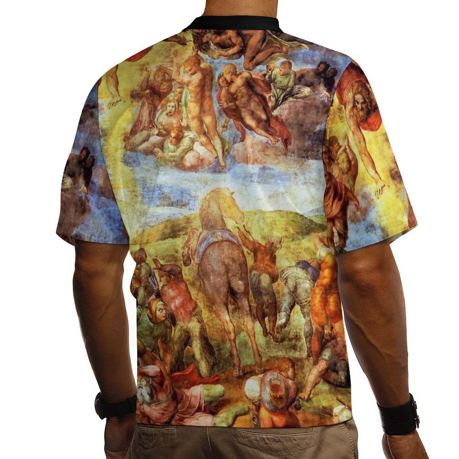 DTG 190gsm Cotton Men's Cuban Collar Short-Sleeve Shirt(All-Over Printing)