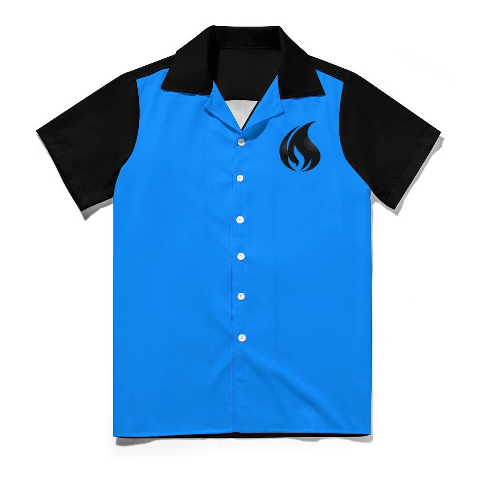 Short Sleeve Cuban Collar Shirt(All-Over Printing) blue bowling shirt