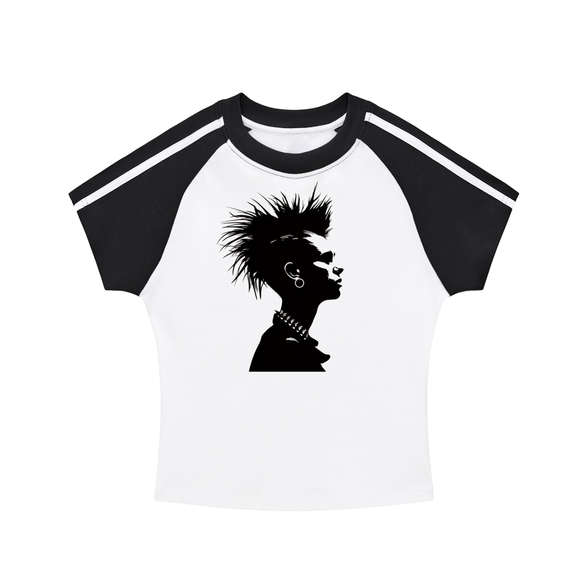 Women’s Bodycon Striped Raglan Crop Top Casual Fit Tee