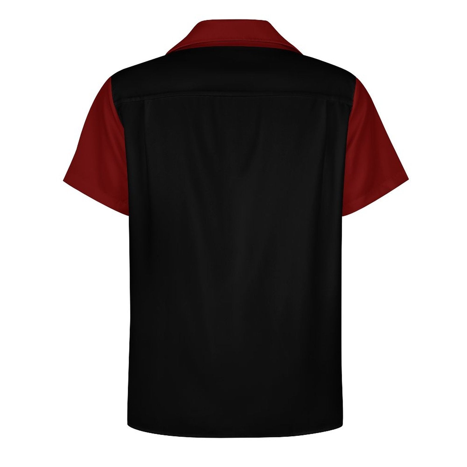 Short Sleeve Cuban Collar Shirt(All-Over Printing)red and black