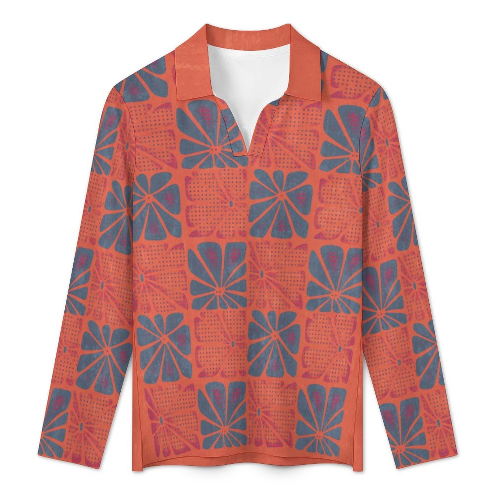 UPF50+ 180gsm Women's Sunscreen Shirt(All-Over Printing)coral and teal pattern boho