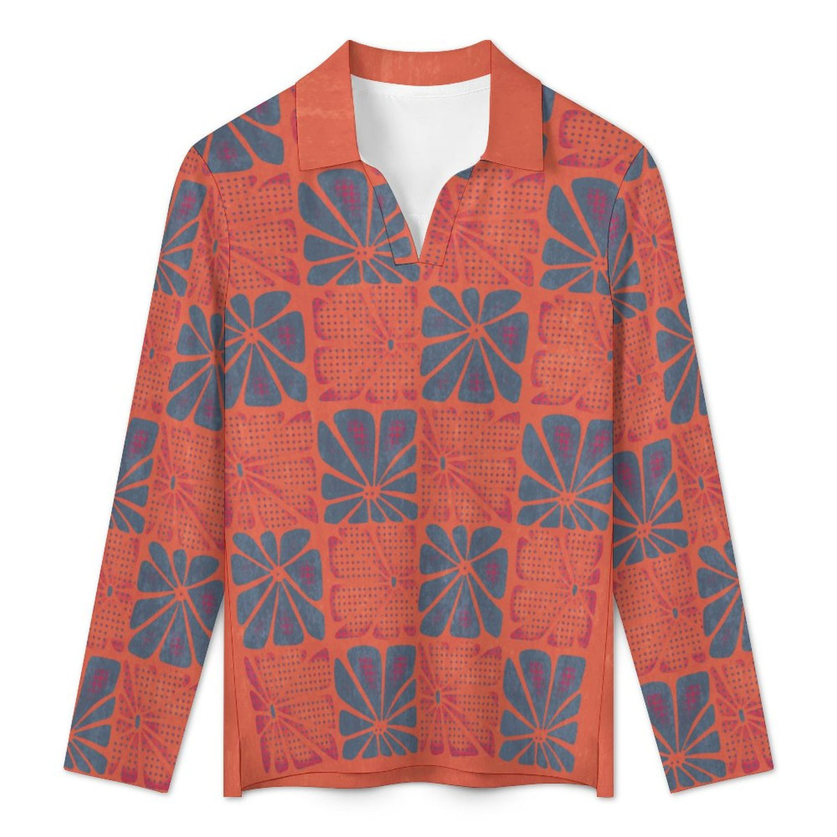 UPF50+ 180gsm Women's Sunscreen Shirt(All-Over Printing)coral and teal pattern boho