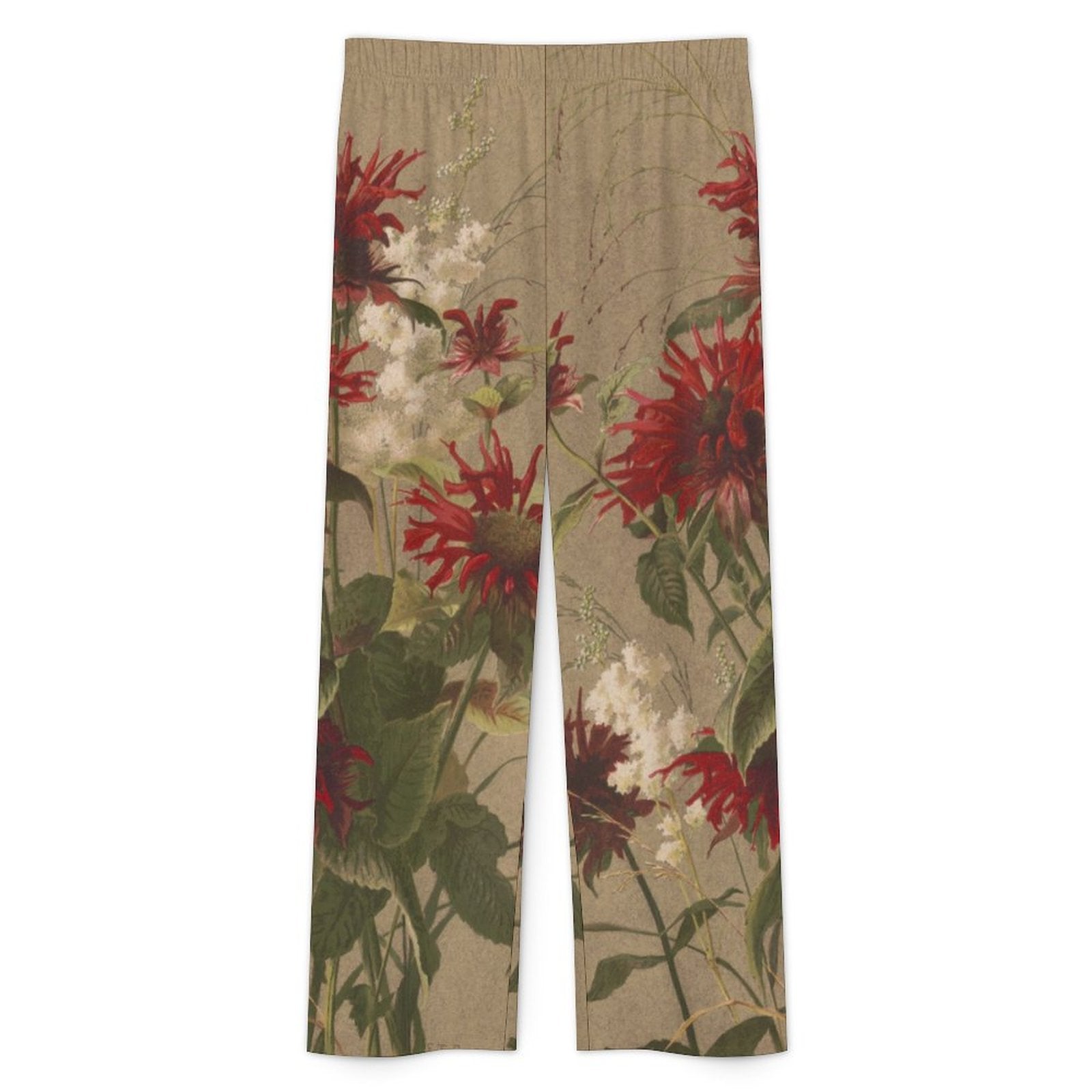 180gsm Short Sleeved Pajama Set(All-Over Printing) floral print beige, red, green