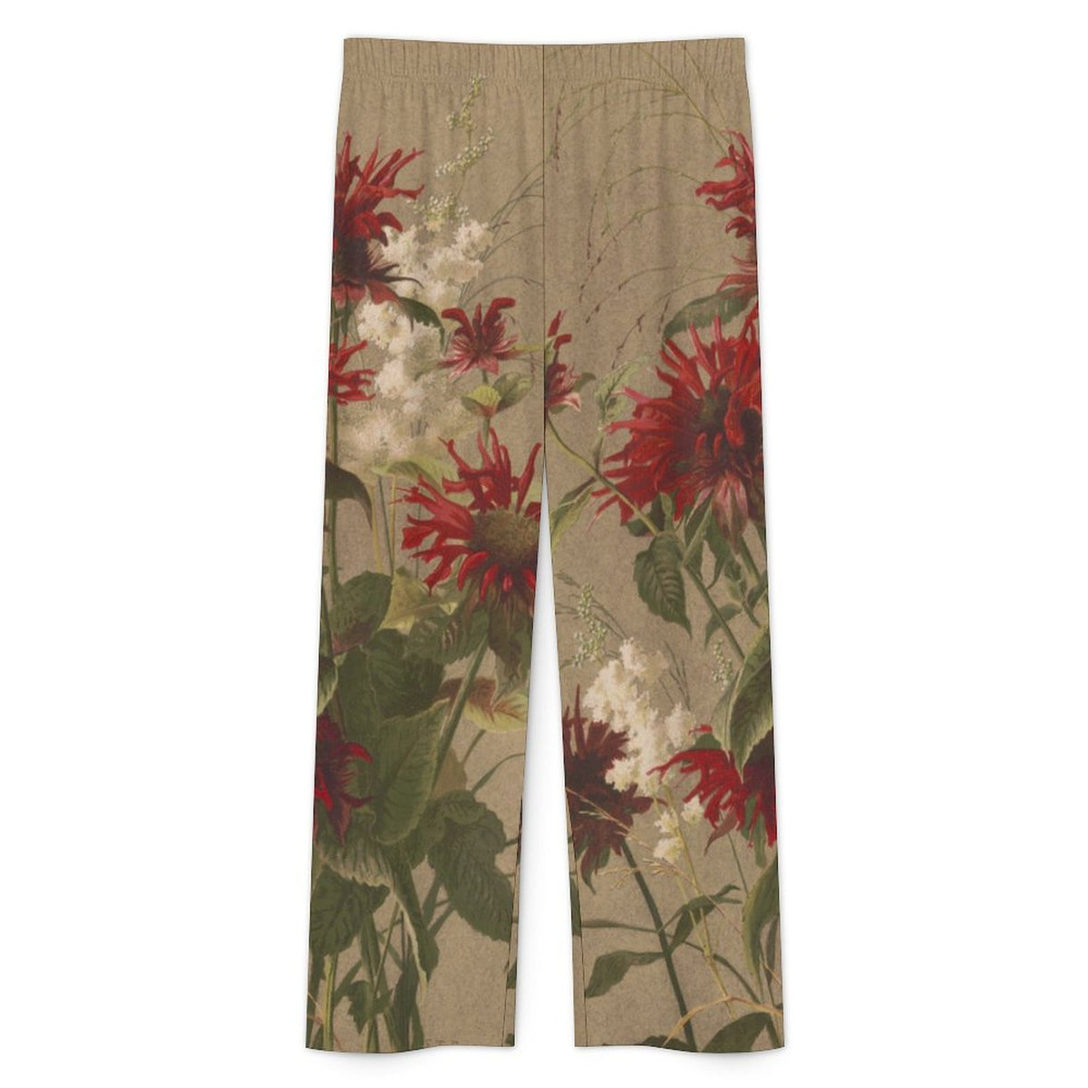 180gsm Short Sleeved Pajama Set(All-Over Printing) floral print beige, red, green