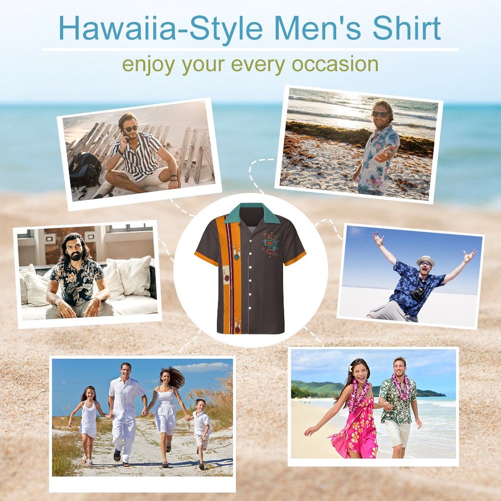 Short Sleeve Cuban Collar Shirt(All-Over Printing) brown bowler