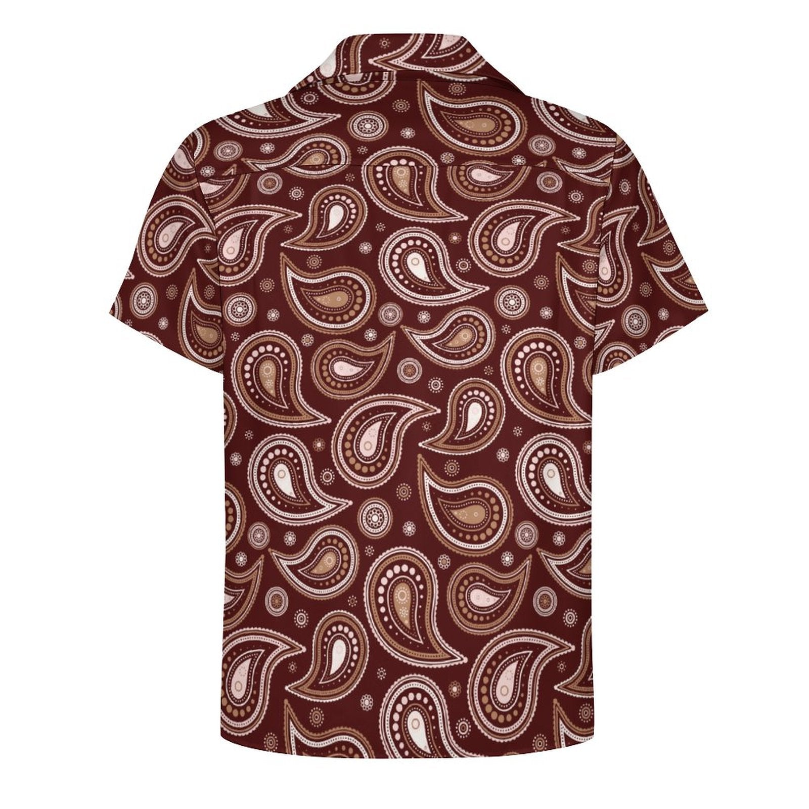 Short Sleeve Cuban Collar Shirt(All-Over Printing) brown paisley
