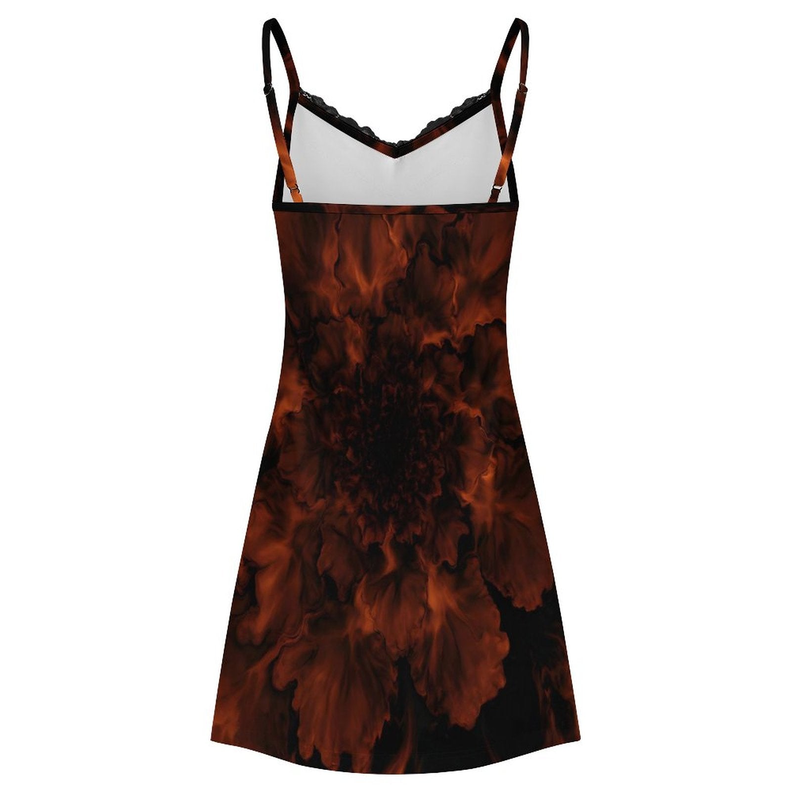 200gsm Lace Camisole Pajama Dress(All-Over Printing)elegant fire black red