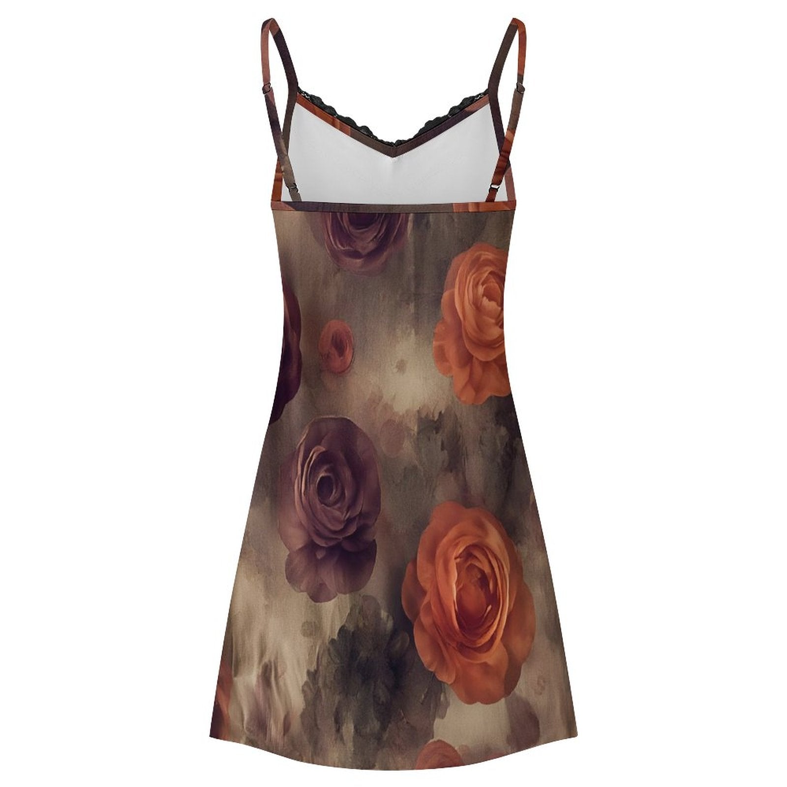 200gsm Lace Camisole Pajama Dress(All-Over Printing)vintage floral roses purple salmon