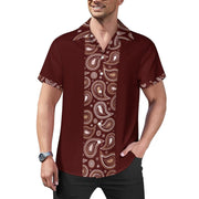 Short Sleeve Cuban Collar Shirt(All-Over Printing) brown paisley stripe