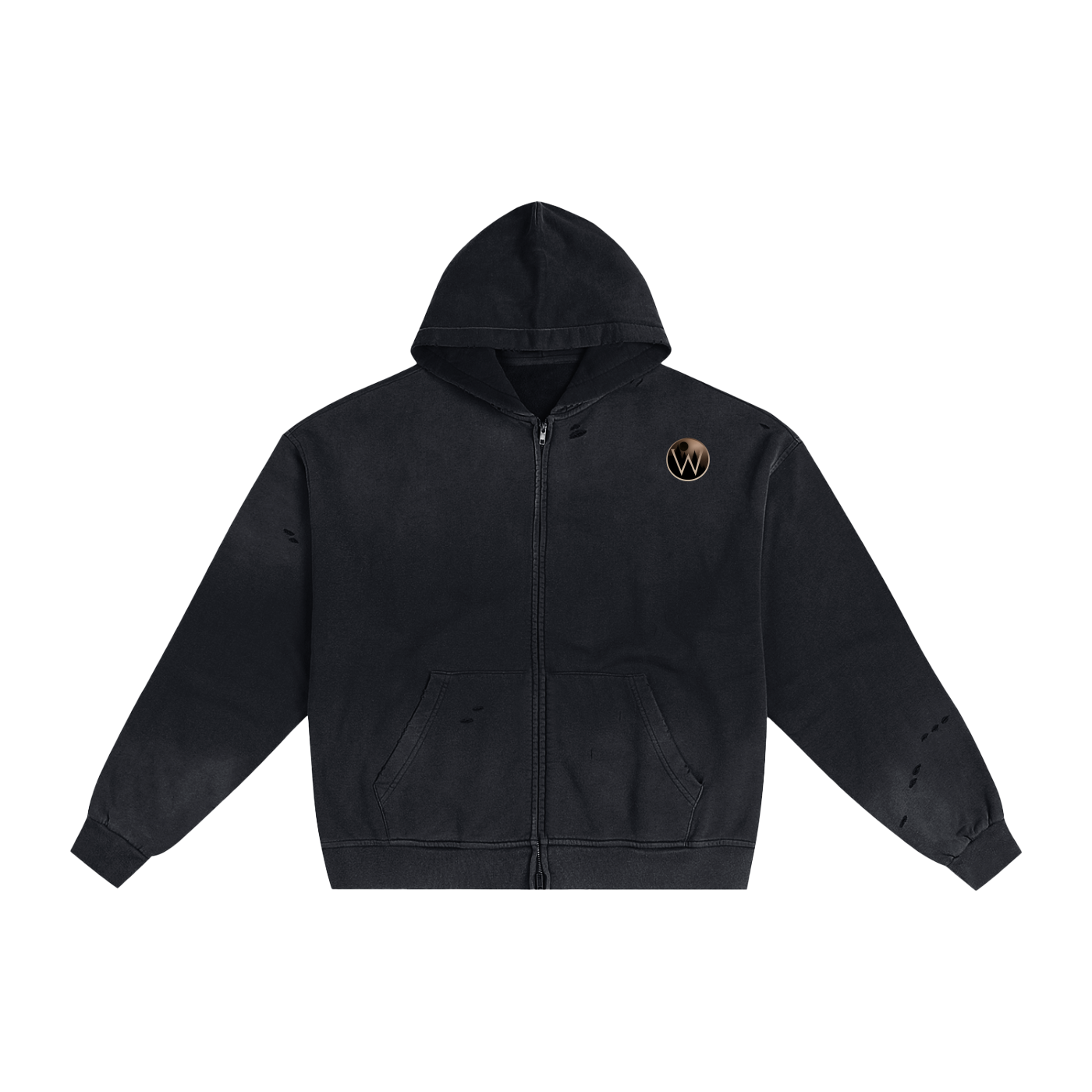 Hand-Frayed Sunfade Zip Hoodie