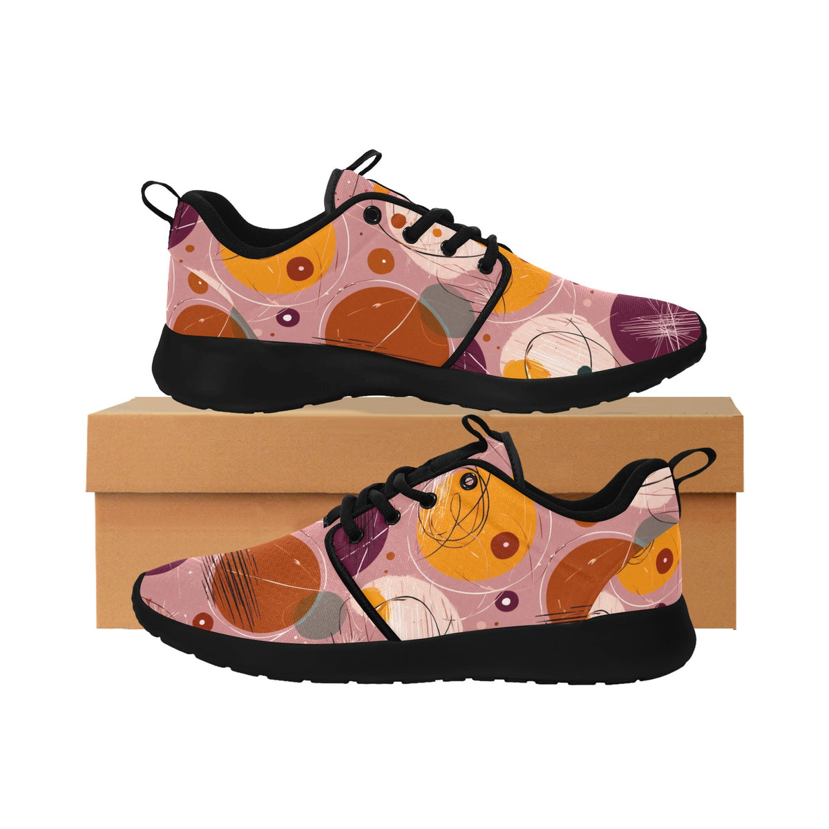 Women's Custom 1950s Atomic Retro Mesh Pull Loop Sneakers