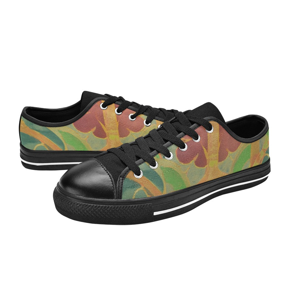 Men's Custom Wright Blue & Maroon Canvas Low Top Shoes