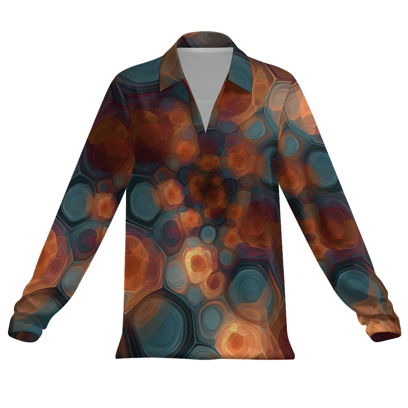 UPF50+ 180gsm Women's Sunscreen Shirt(All-Over Printing) retro psychedelic geometric multicolored design