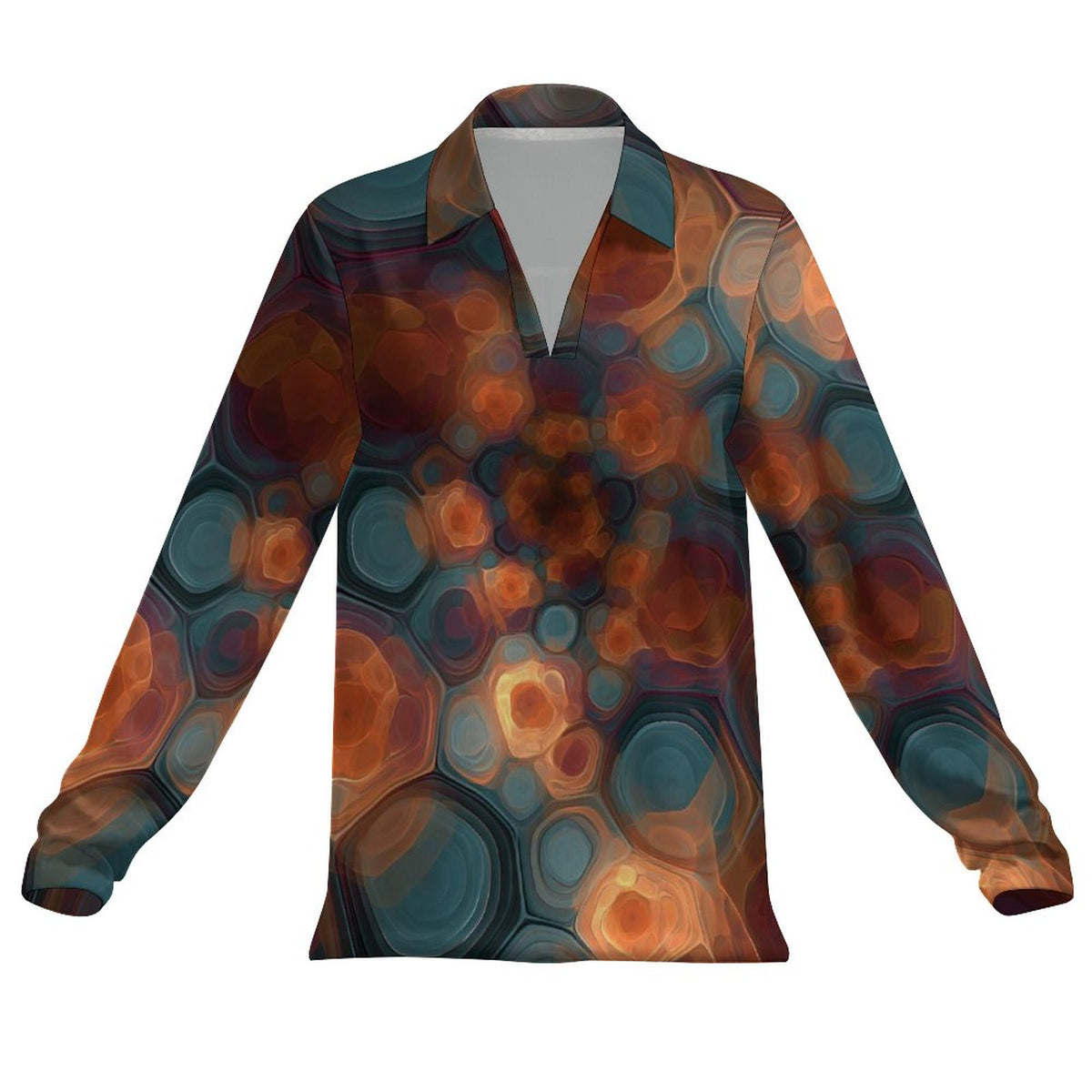 UPF50+ 180gsm Women's Sunscreen Shirt(All-Over Printing) retro psychedelic geometric multicolored design