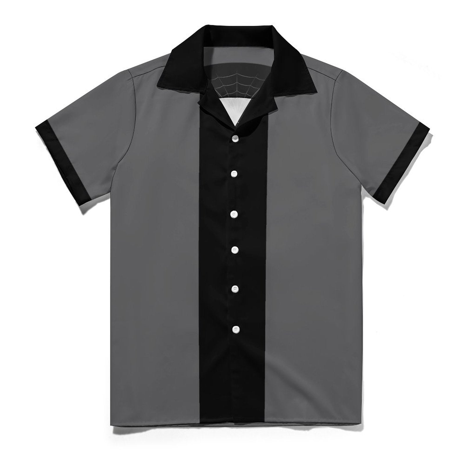 Short Sleeve Cuban Collar Shirt(All-Over Printing) gray skull