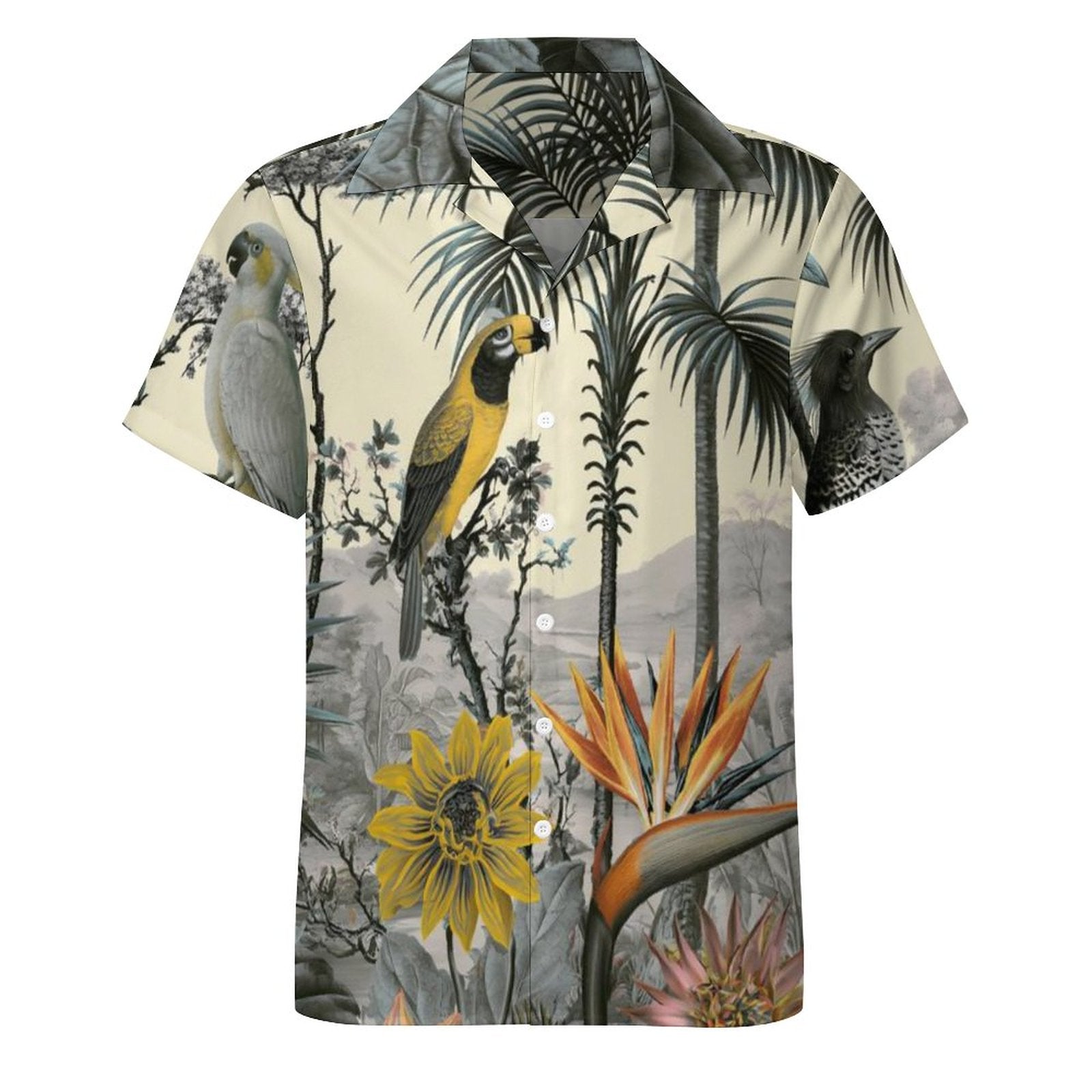 Short Sleeve Cuban Collar Shirt(All-Over Printing) Hawaiian yellow