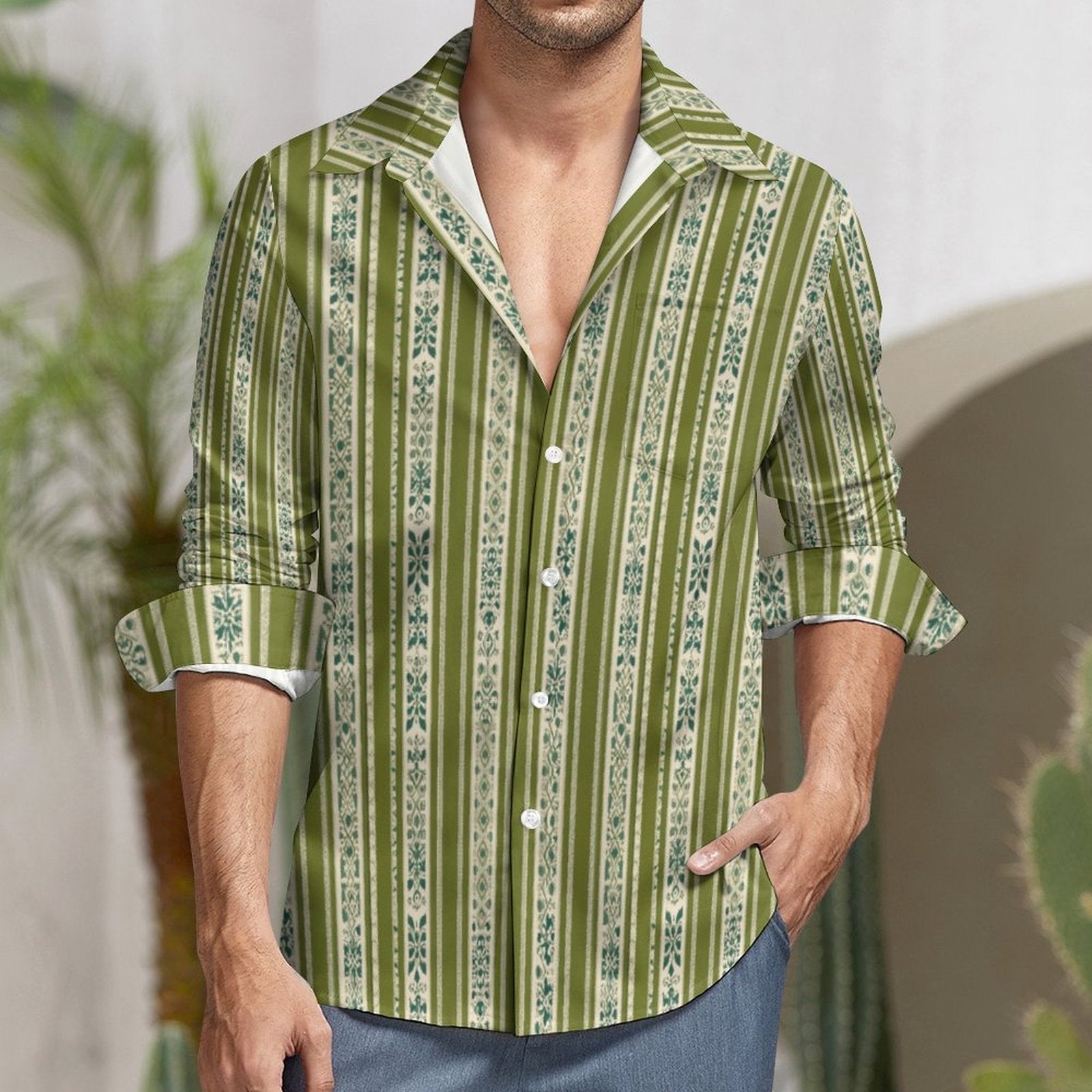 Men's Long Sleeve Shirt with Pocket(All-Over Printing)