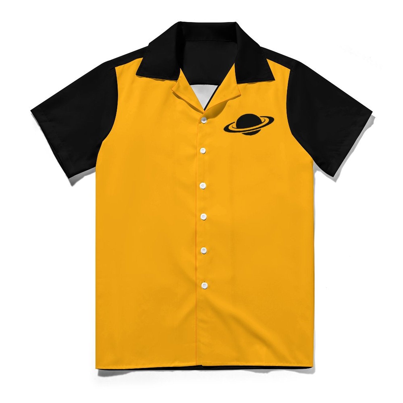 Short Sleeve Cuban Collar Shirt(All-Over Printing) gold saturn