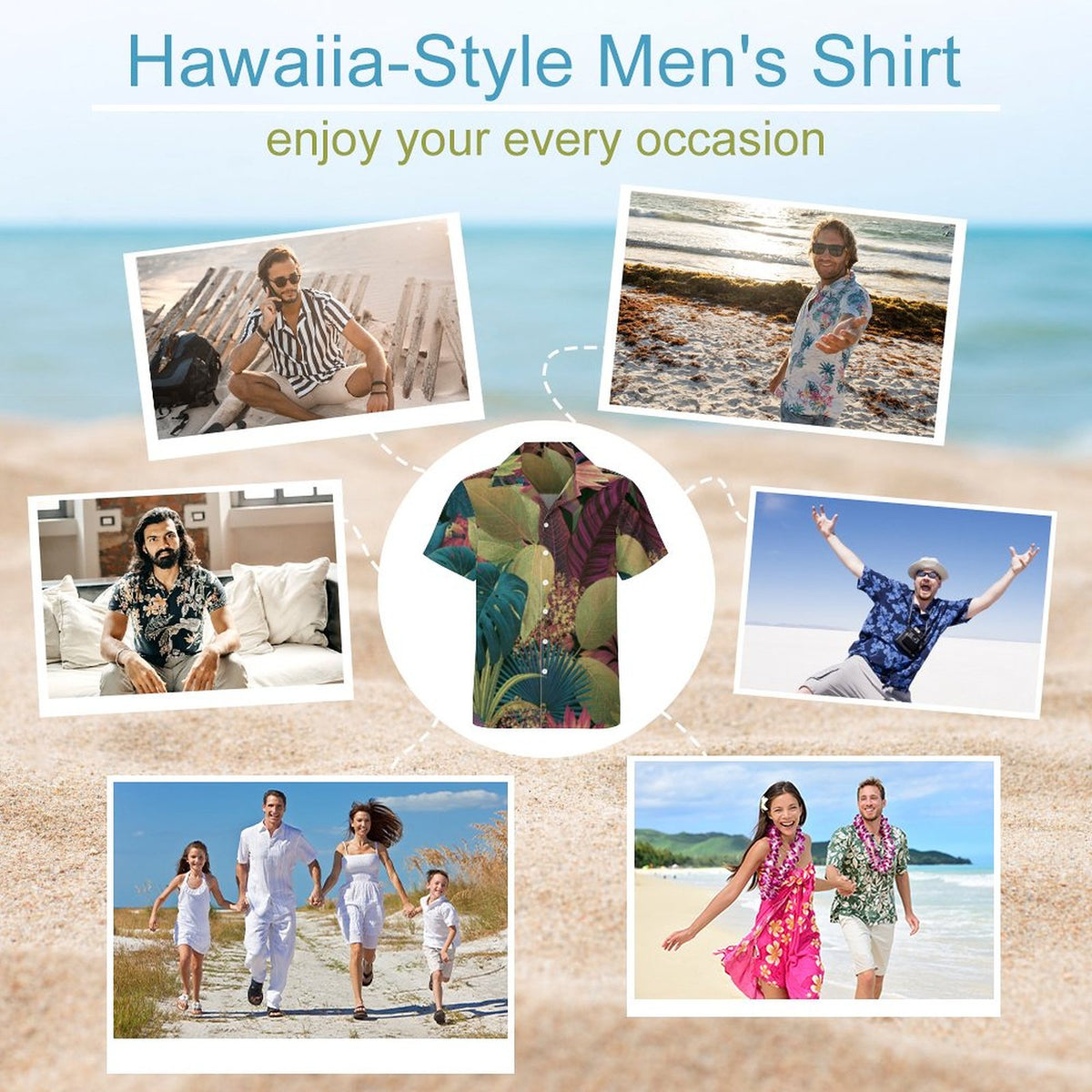 Short Sleeve Cuban Collar Shirt(All-Over Printing) purple and green Hawaiian