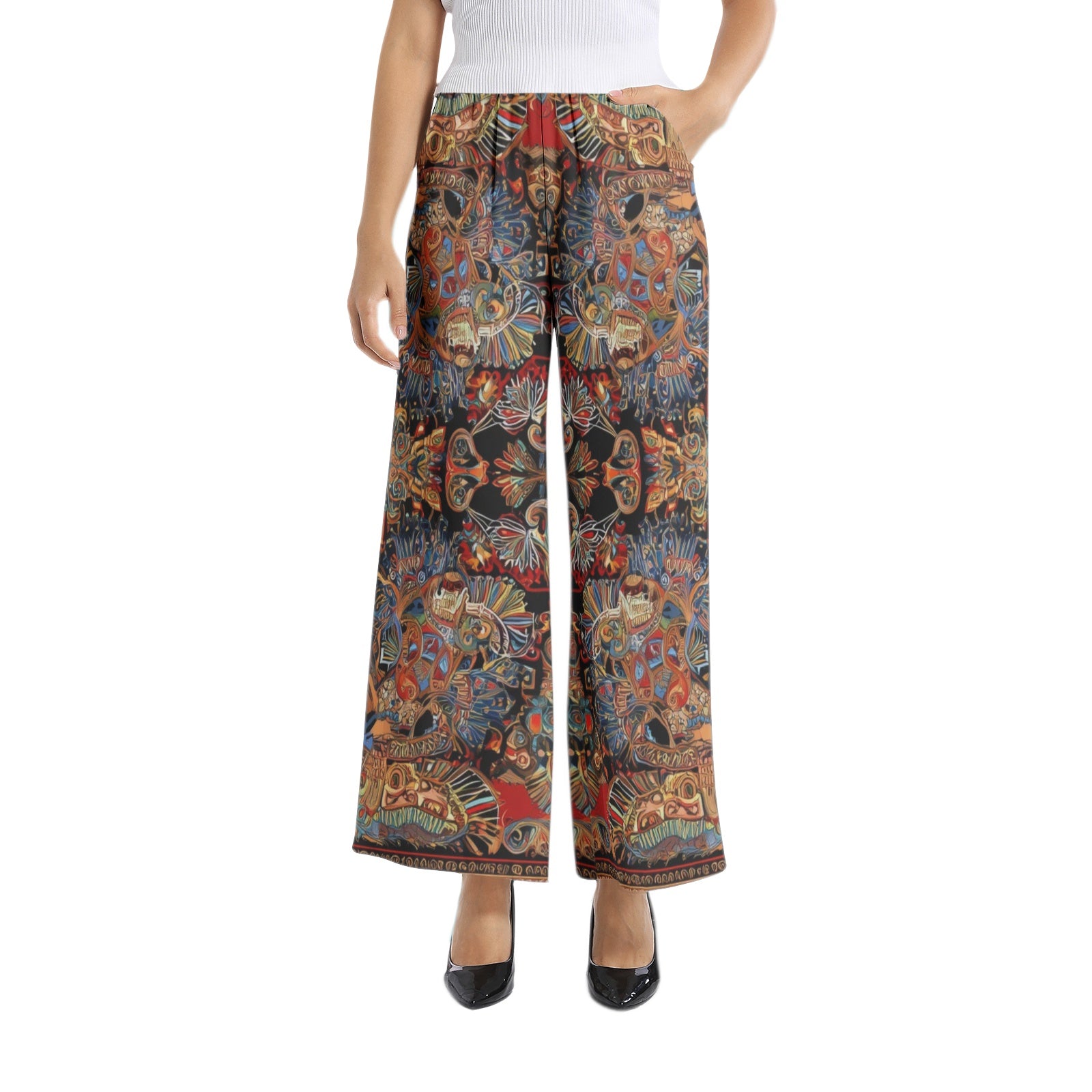 Elastic Waist Wide Leg Pant