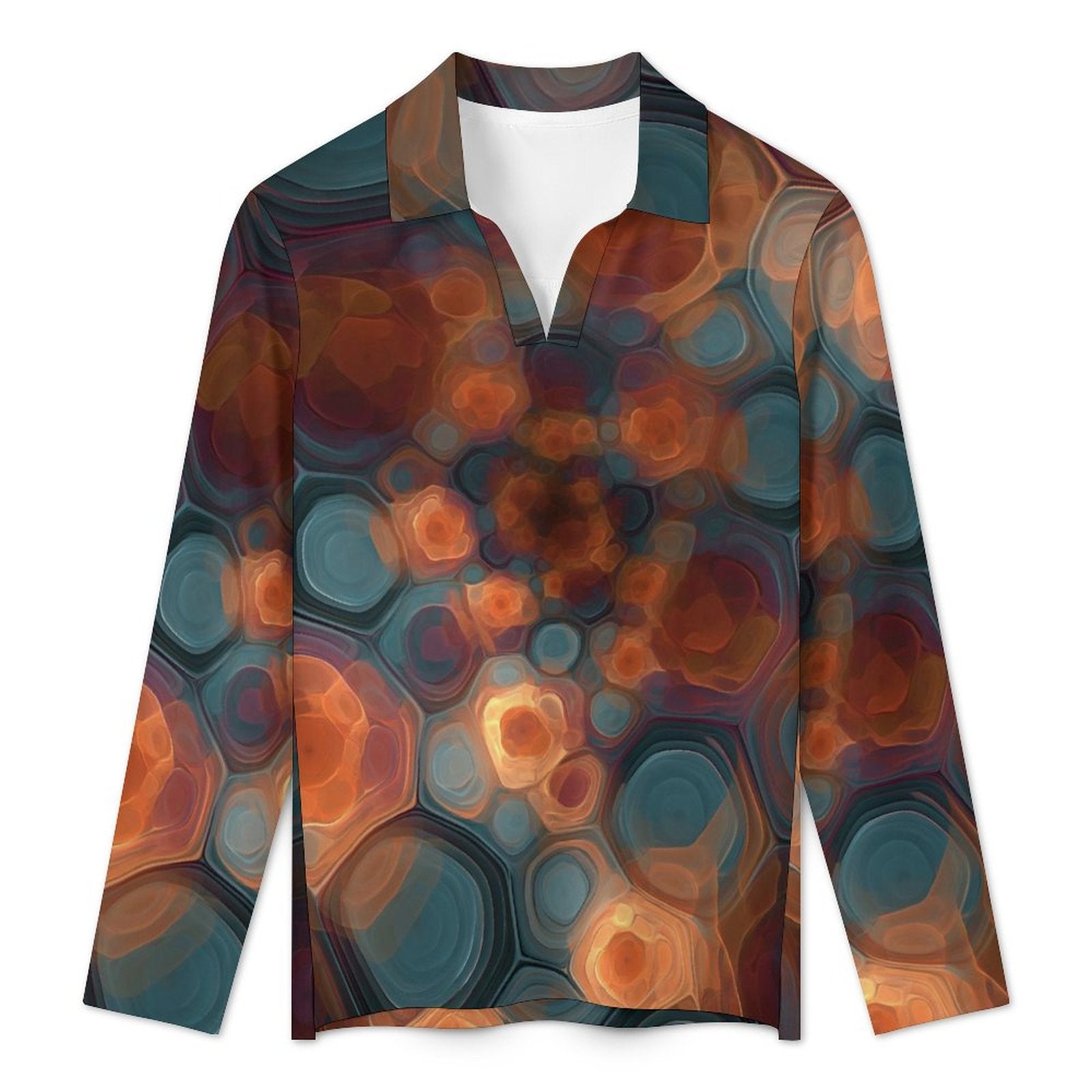 UPF50+ 180gsm Women's Sunscreen Shirt(All-Over Printing) retro psychedelic geometric multicolored design
