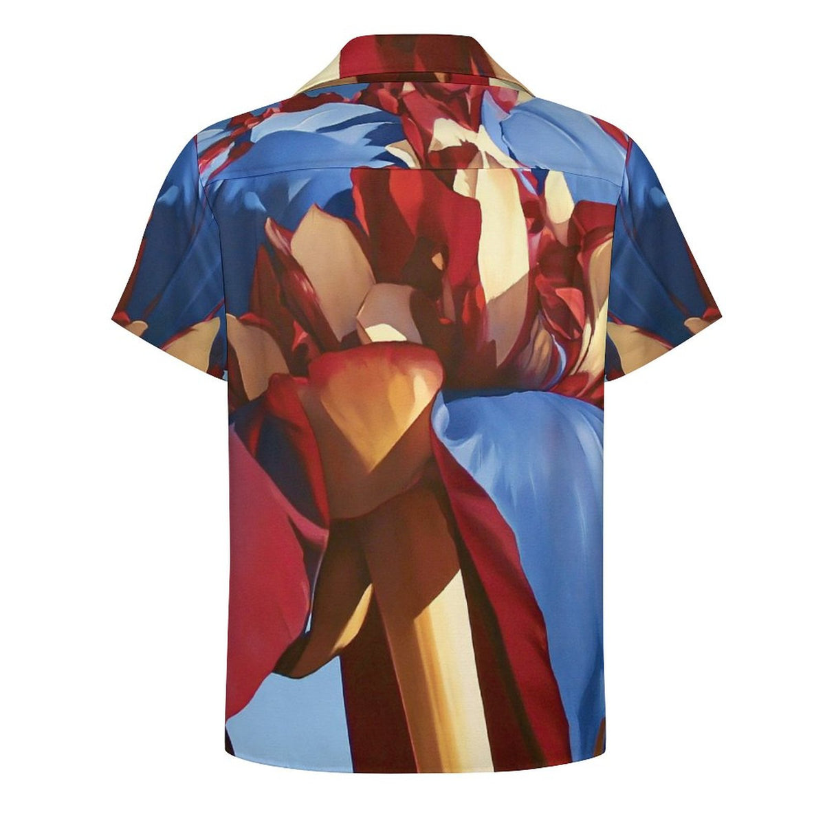 Short Sleeve Cuban Collar Shirt(All-Over Printing) red blue floral