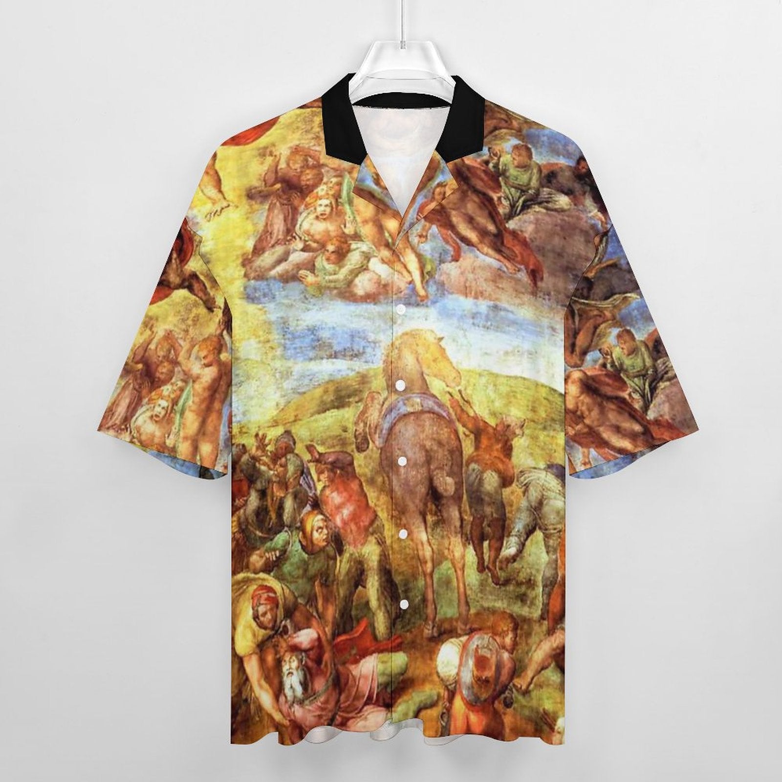 DTG 190gsm Cotton Men's Cuban Collar Short-Sleeve Shirt(All-Over Printing)