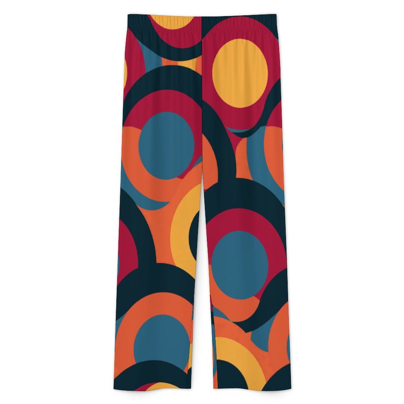 180gsm Short Sleeved Pajama Set(All-Over Printing)retro multicolored circle pattern