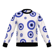 Blue Bullseye retro long-sleeve sweater