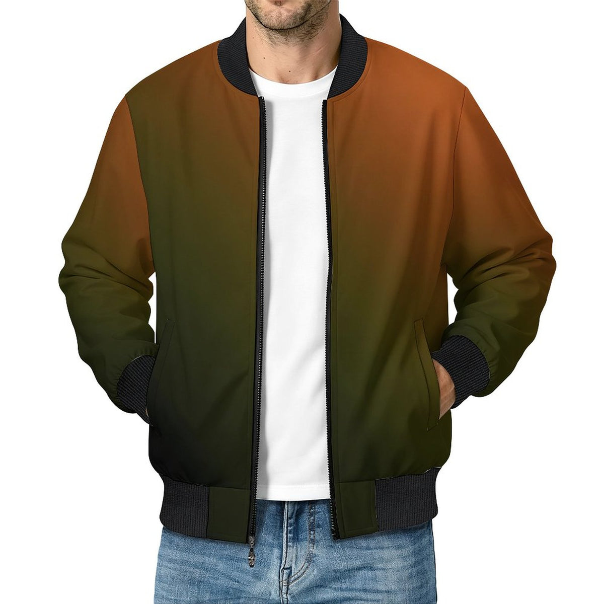 230gsm Men's Lightweight Zip-Up Jacket(All-Over Printing)