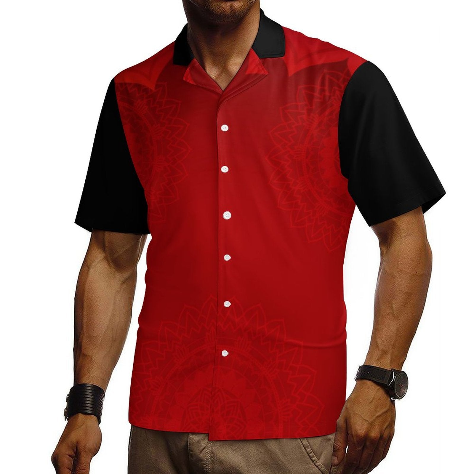 Men's Short Sleeve Hawaiian Print Shirt with Cuban Collar(All-Over Printing)
