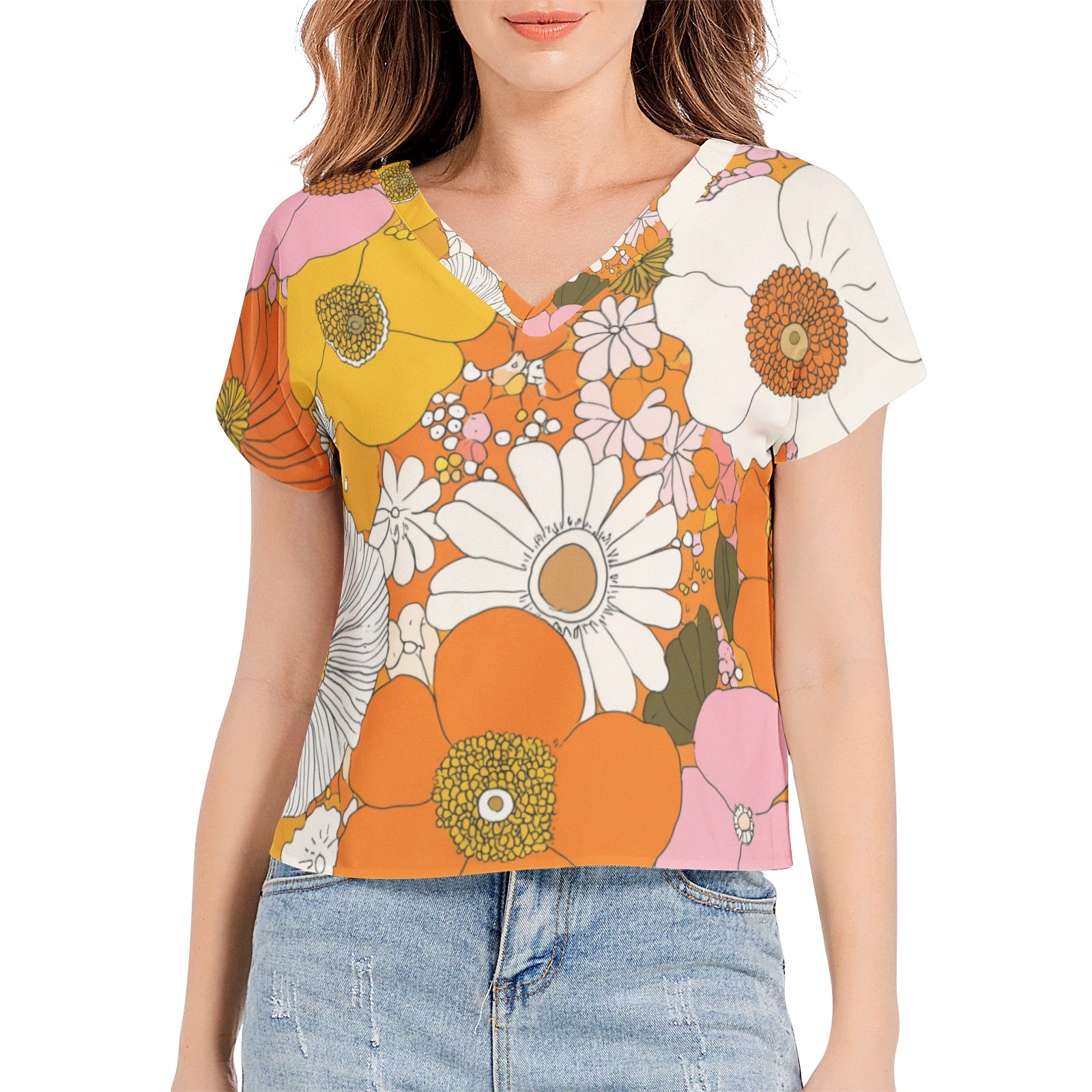 Batwing Sleeve V-Neck Top