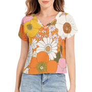 Women's Batwing Sleeve V-Neck Chiffon Casual Top