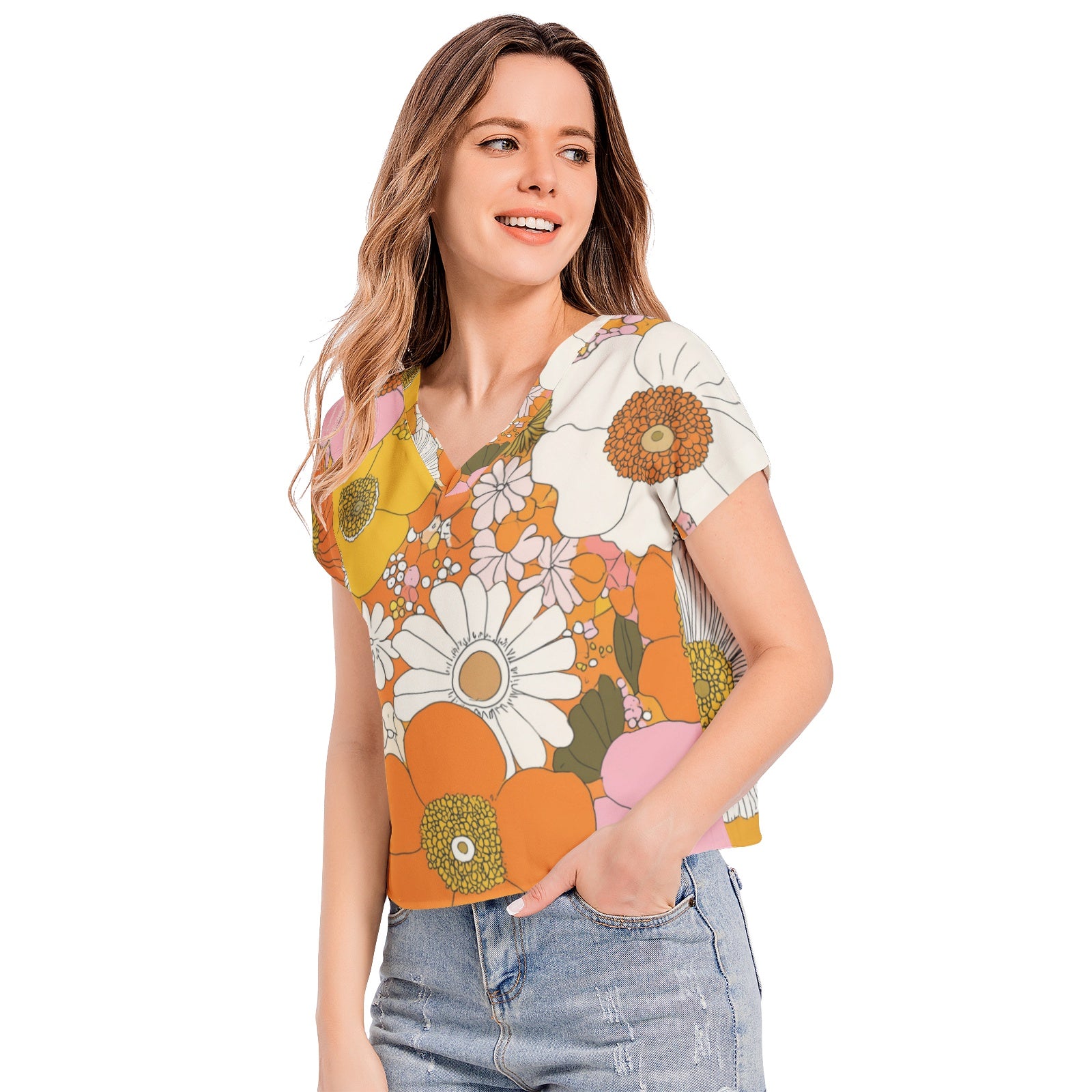 Batwing Sleeve V-Neck Top