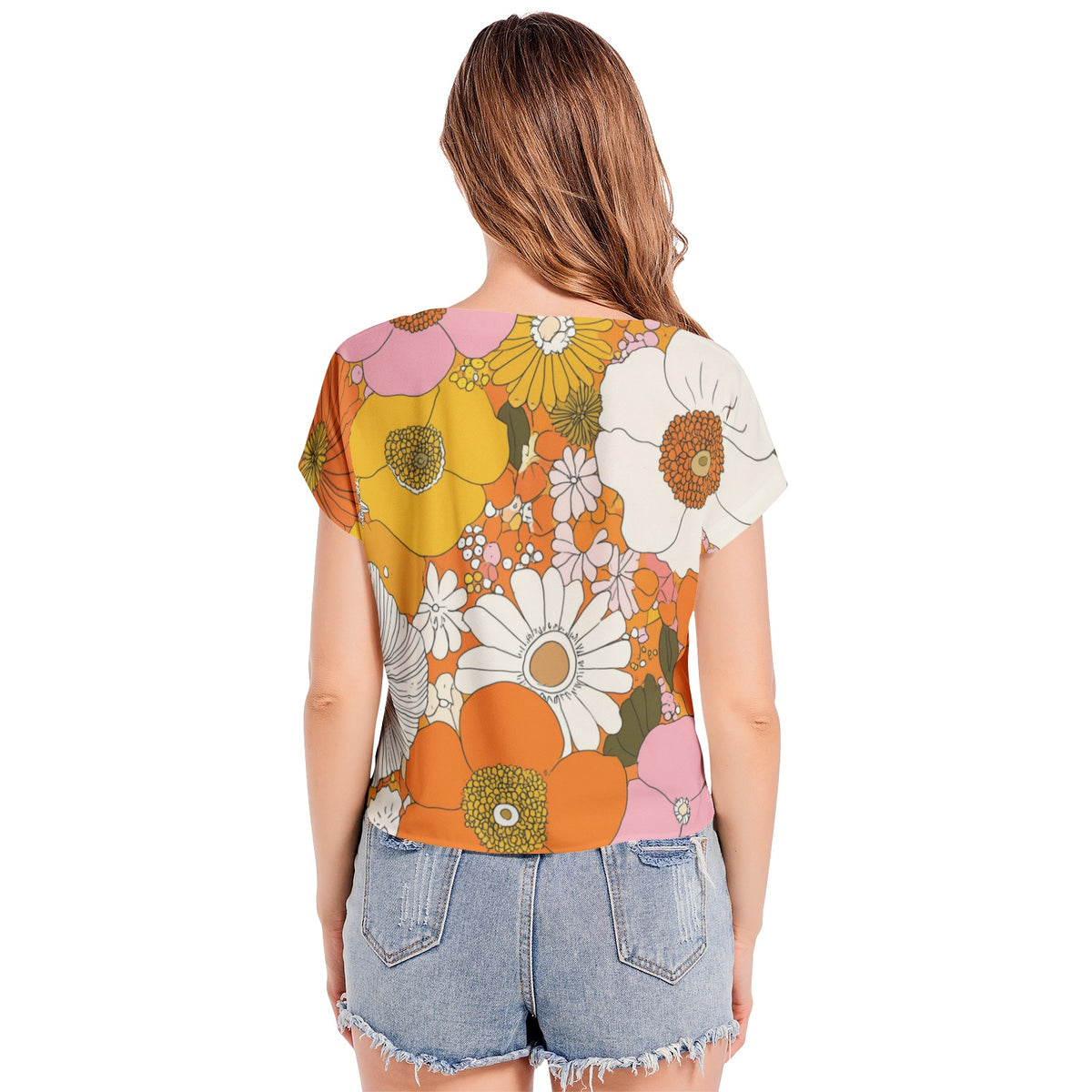 Women's Batwing Sleeve V-Neck Chiffon Casual Top